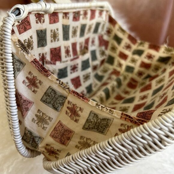 Miss Ellen Womens Vintage Basket Bag White Wicker Double Handle - Picture 4 of 12